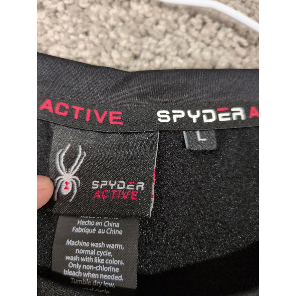 Spyder Active Mens Black Long Sleeve Performance Base Layer Top Large Thumbholes - Picture 4 of 8